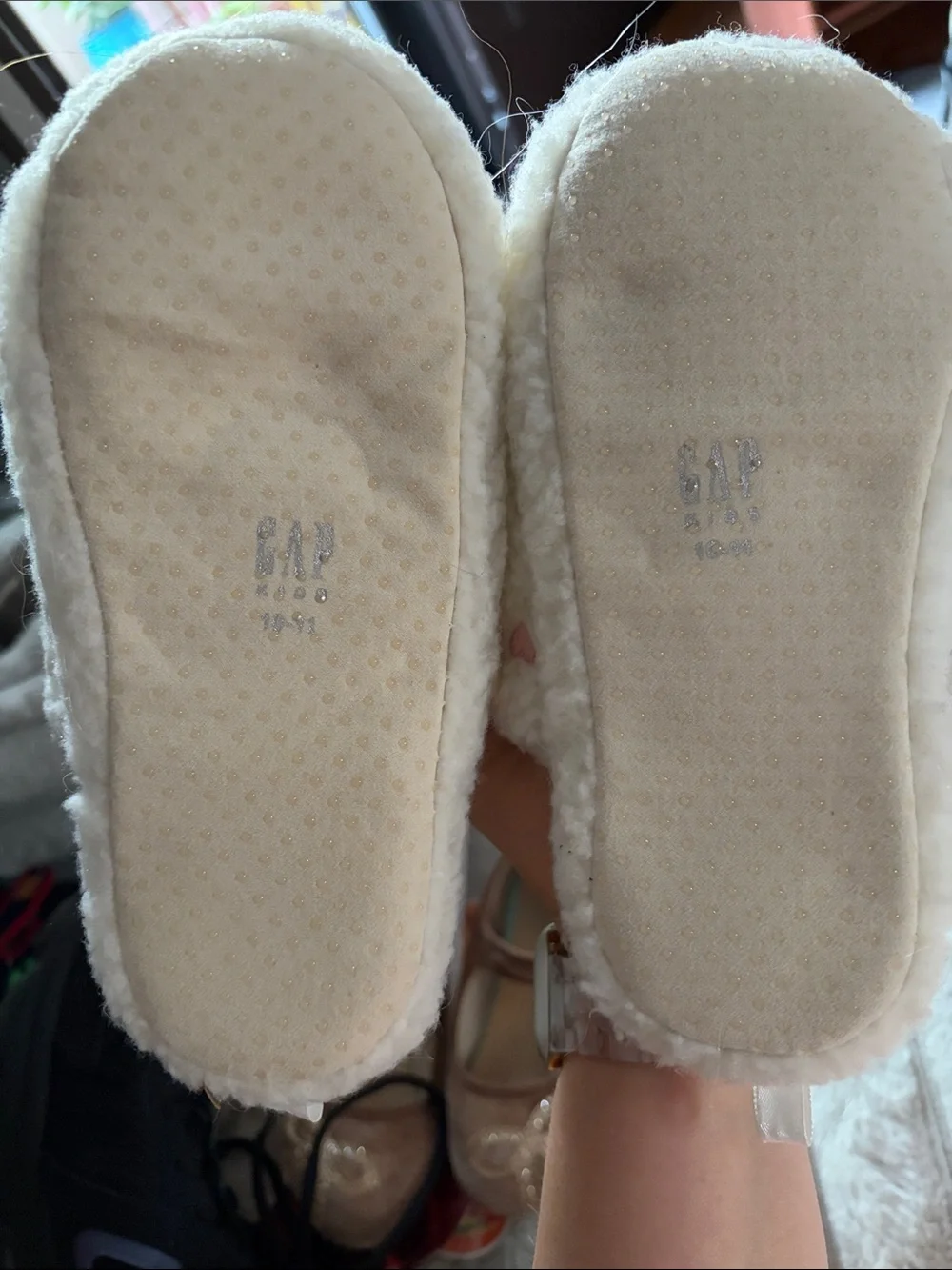 Cozy White Sherpa Slippers with Pink Heart Cutouts - 10/11